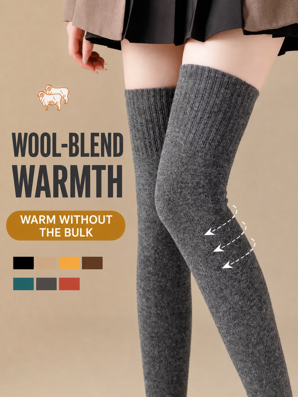 Women's wool-blend over-the-knee socks — warmth and color options