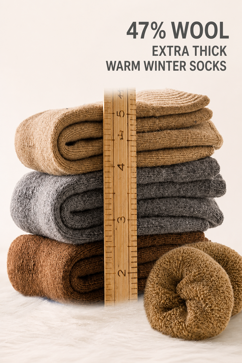 47.5% wool-blend thick winter socks in men's and women's colors