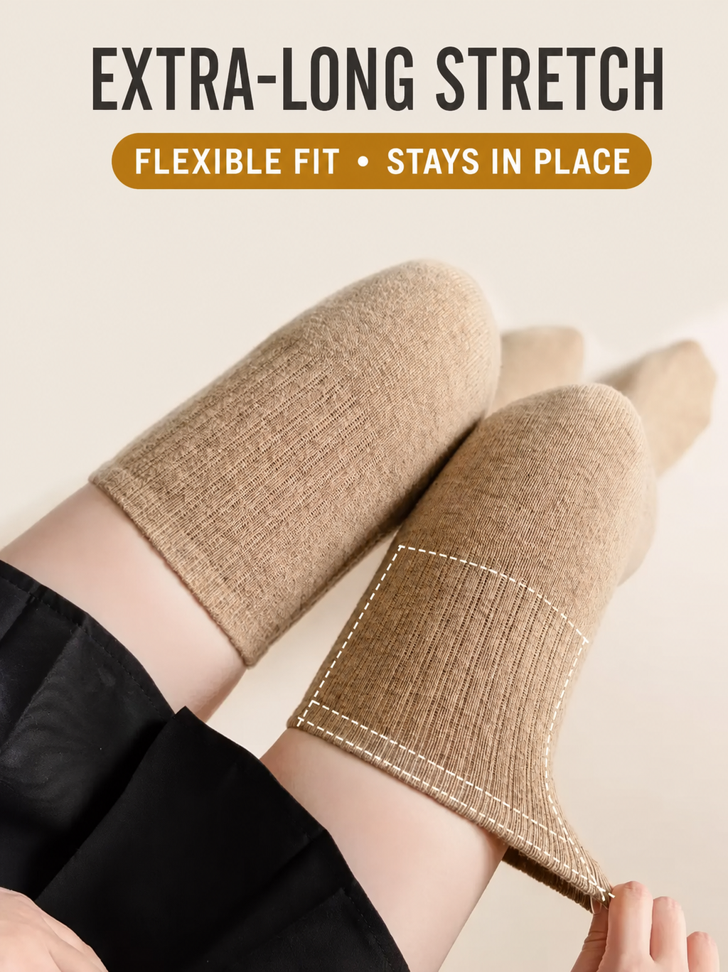 Extra-long stretch knit over-the-knee sock detail