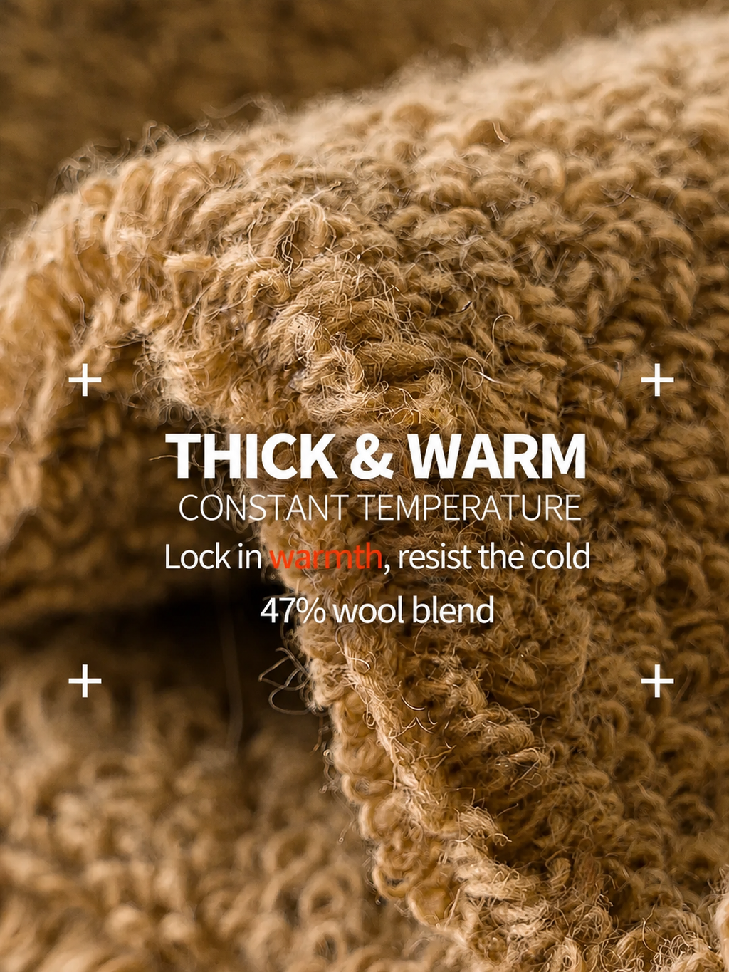 Thick terry-knit mid-calf wool-blend socks for cold weather