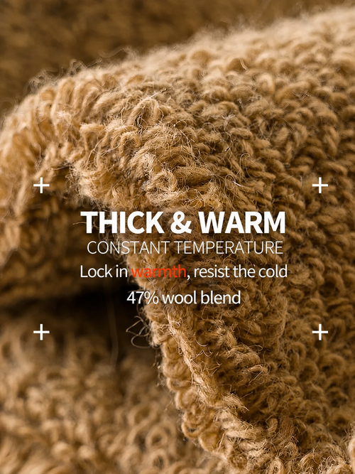 Thick terry-knit mid-calf wool-blend socks for cold weather