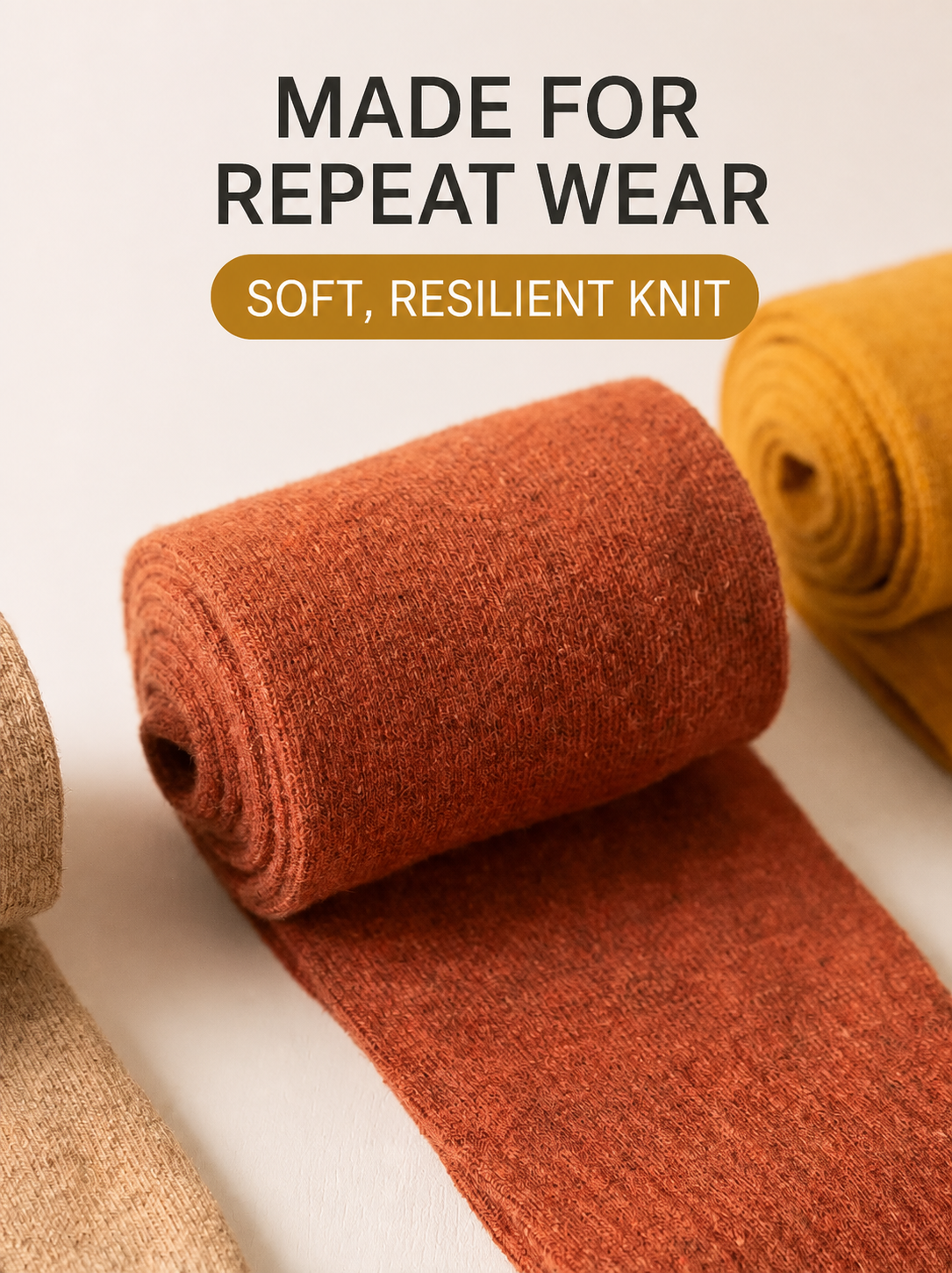 Flexible resilient knit construction detail