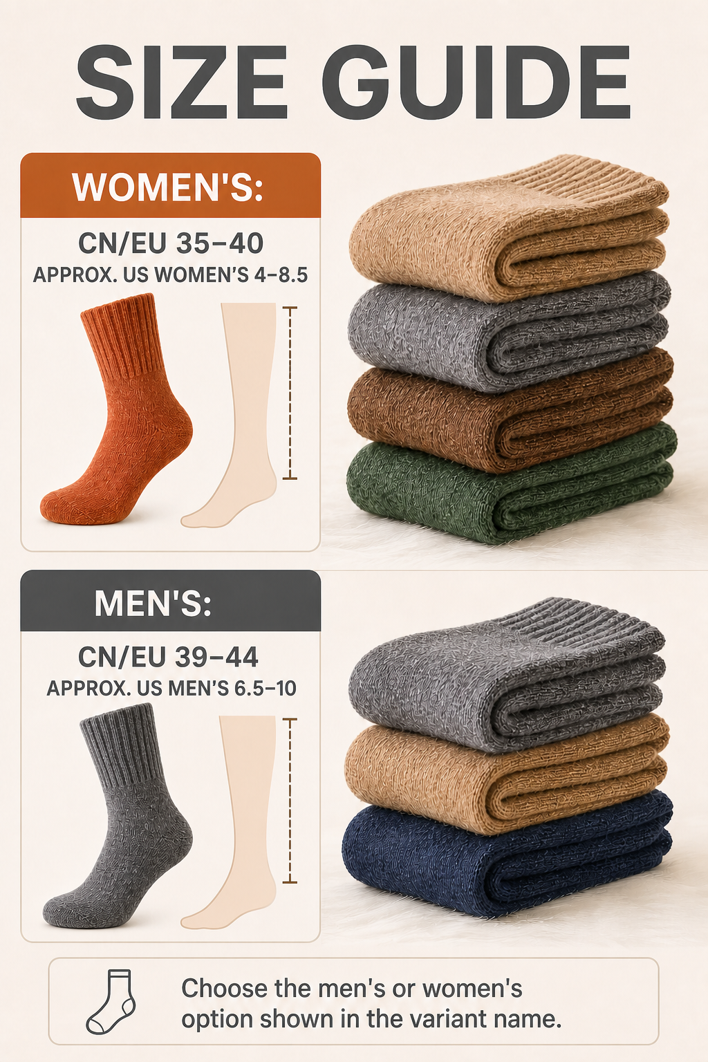 [FOUR-PAIR-SIZE-US] Women US 4-8.5 and Men US 6.5-10 size guide