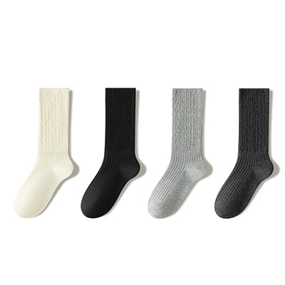 Women's Crew Socks - Premium Long Staple Cotton 4 Pairs Pack | Solid Color