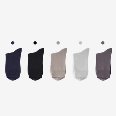 Men's Crew Socks Long Staple Cotton 5 Pairs Solid Color