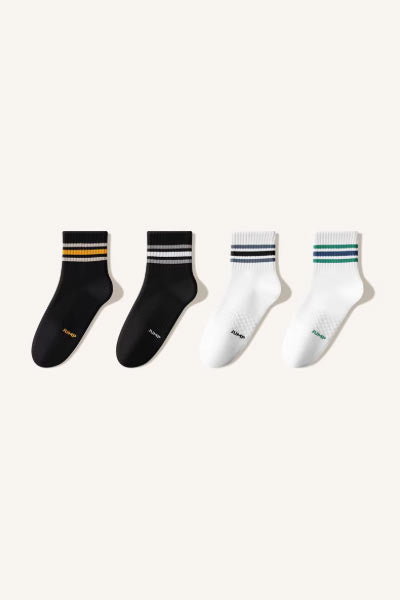 Men's Crew Sports Fitness Socks Long Staple Cotton Striped