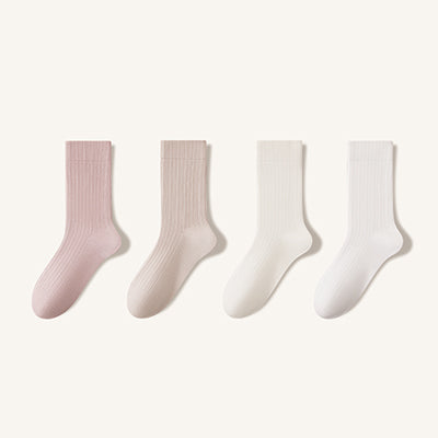 Women's Premium Cotton Crew Socks - Soft Textured Solid Color 5 Pack