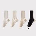 Women's Crew Socks Long Staple Cotton 4 Pairs Solid Color