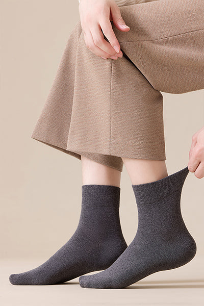 Men's Crew Socks - Premium Long Staple Cotton 5 Pairs Pack | Solid Color