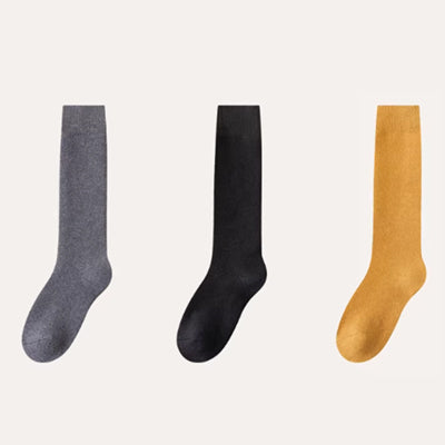 Women's Calf Socks Wool 3 Pairs Thick Terry Lined