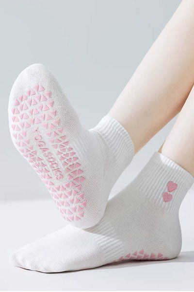 Women's Ankle Yoga Socks Long Staple Cotton 1 Pair Silicone Gripper Sole