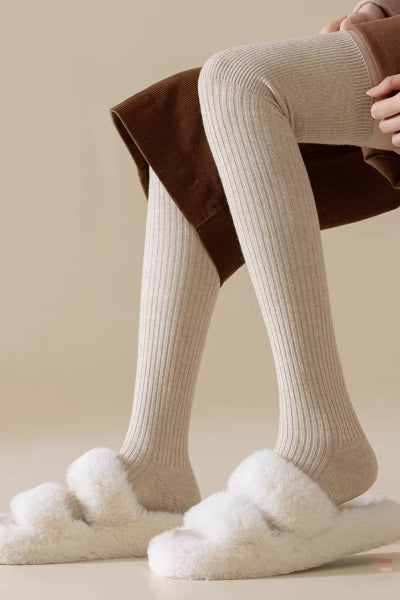 Women's Calf Socks Wool 2 Pairs Solid Color