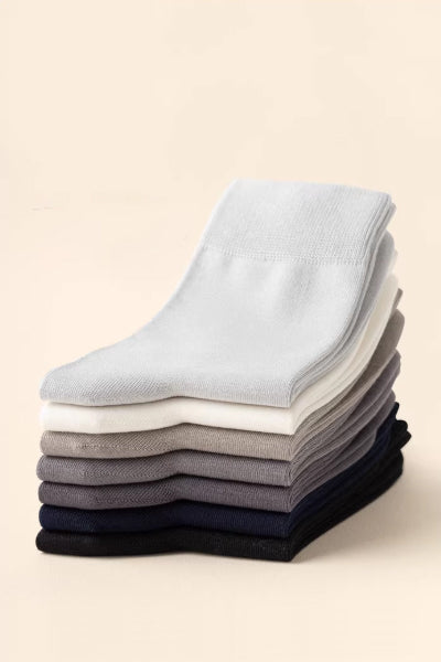 Men's Crew Socks Long Staple Cotton 5 Pairs Solid Color