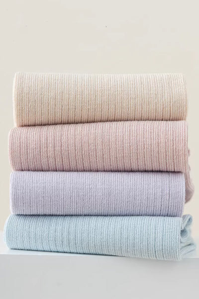 Women's Ankle Socks Long Staple Cotton Split Toe Five Finger 4 Pairs Solid Color