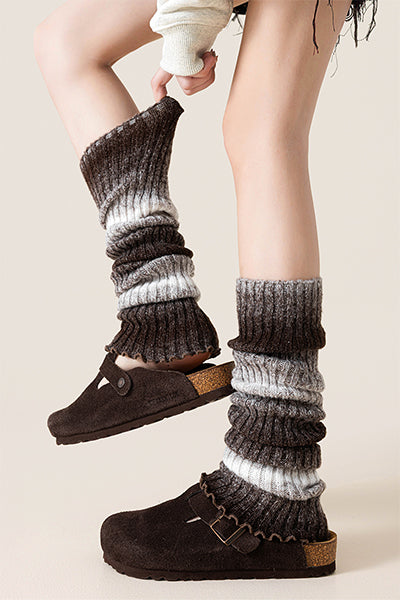 Women's Chunky Knit Patterned Leg Warmers, Trendy Colorful Thick Warm Adjustable Position Socks