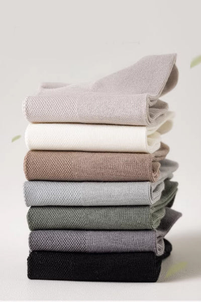 Men's Ankle Socks Long Staple Cotton 5 Pairs Mesh Solid Color