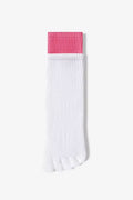 Women's Crew Sports Yoga Socks Long Staple Cotton 1 Pair Color Block Silicone Gripper Sole