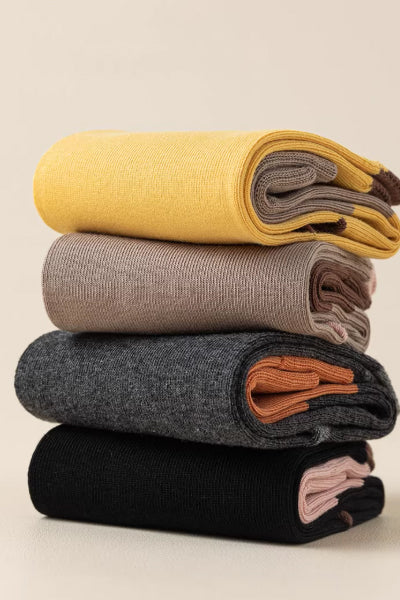 Women's Crew Socks - Premium Long Staple Cotton 3 Pairs Pack | Two-Toe Split Toe Color Block