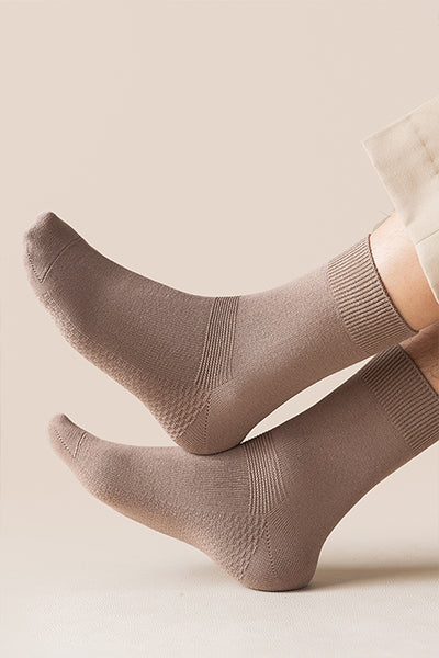 Men's Crew Socks - Premium Long Staple Cotton 5 Pairs Pack | Solid Color