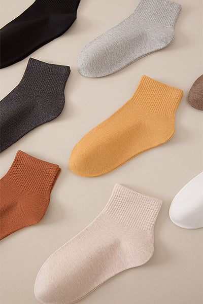 Women's Cotton Crew Socks - Solid Color Winter Socks 5 Pack
