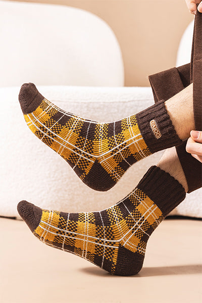 wen's Extra Thick Wool Crew Socks - Plaid Thermal Winter Socks 3 Pack