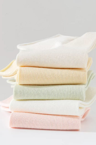 Women's Ankle Socks Long Staple Cotton 5 Pairs Solid Color