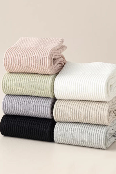 Women's Crew Socks Long Staple Cotton Split Toe Tabi 4 Pairs Solid Color