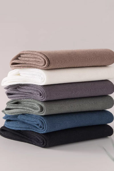 Men's Crew Socks Long Staple Cotton 5 Pairs Solid Color