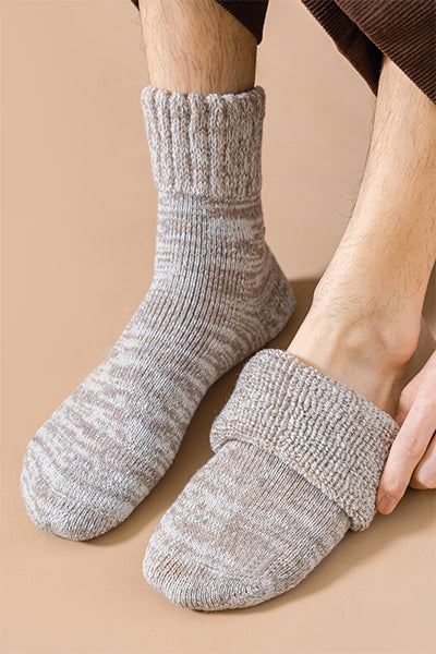 Men's Extra Thick Wool Crew Socks - Marled Thermal Winter Socks 3 Pack