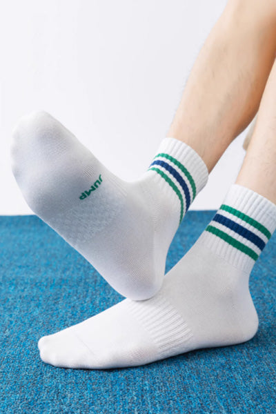 Men's Crew Sports Fitness Socks Long Staple Cotton Striped