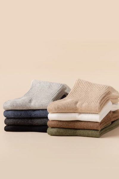 Men's Ankle Socks Long Staple Cotton 5 Pairs Solid Color