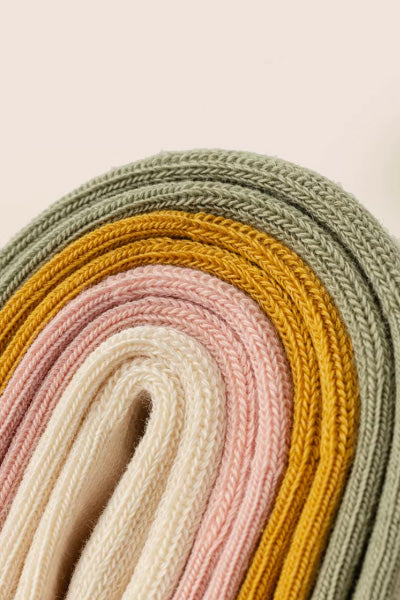 Women's Crew Socks Long Staple Cotton 4 Pairs Solid Color Five Finger Toe Socks