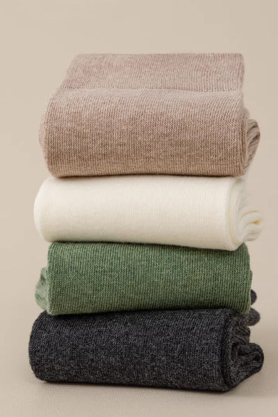 Women's Crew Socks - Premium Long Staple Cotton 5 Pairs Pack | Solid Color