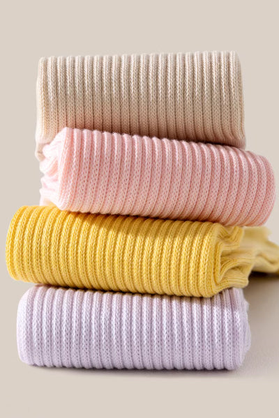 Women's Crew Socks Long Staple Cotton 4 Pairs Five-Toe Socks Solid Color