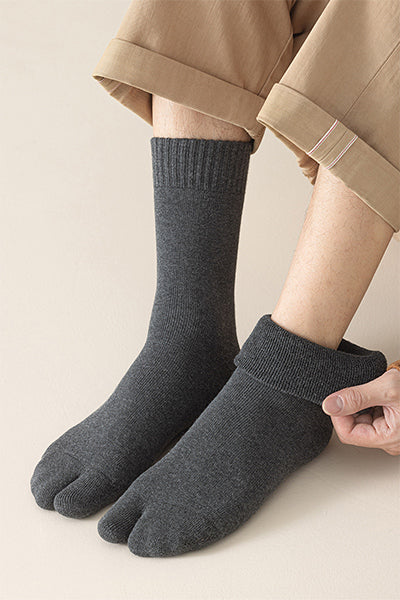 Men's Extra Thick Terry Lined Toe Socks - Thermal Solid Color Winter Socks 3 Pack