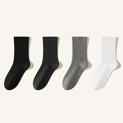 Women's Crew Socks - 100% Pure Cotton 4 Pairs Pack | Solid Color