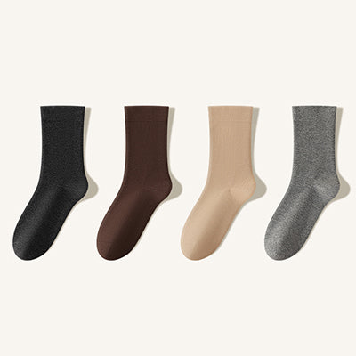 Women's Crew Socks - 100% Pure Cotton 4 Pairs Pack | Solid Color