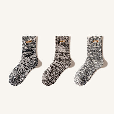 Men's Extra Thick Wool Crew Socks - Marled Thermal Winter Socks 3 Pack