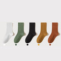 Women's Crew Socks - Premium Long Staple Cotton 5 Pairs Pack | Solid Color