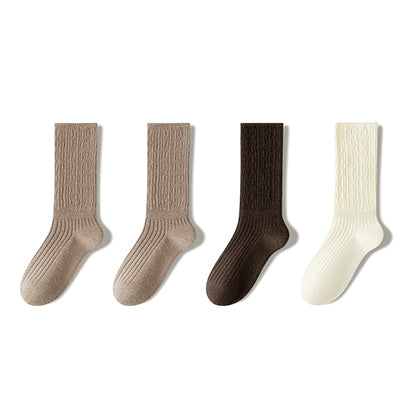 Women's Crew Socks - Premium Long Staple Cotton 4 Pairs Pack | Solid Color