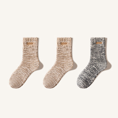 Men's Extra Thick Wool Crew Socks - Marled Thermal Winter Socks 3 Pack