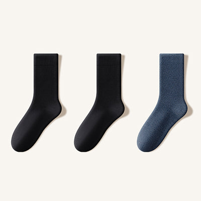 Men's Crew Socks Long Staple Cotton Winter Extra Thick Terry Lined 3 Pairs Thermal Solid Color