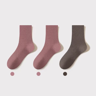 Women's Crew Socks - Premium 90%Wool Blend 3 Pairs Pack | Thermal Solid Color
