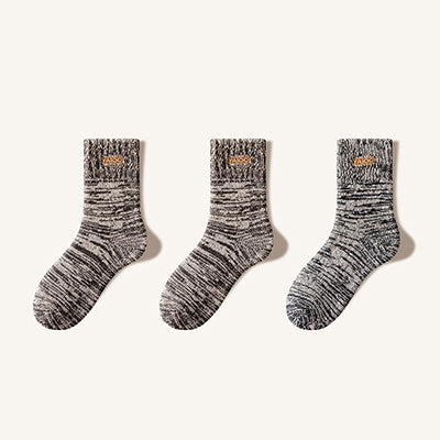 Men's Extra Thick Wool Crew Socks - Marled Thermal Winter Socks 3 Pack