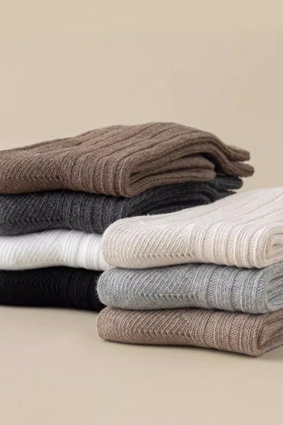 Women's Crew Socks Long Staple Cotton 4 Pairs Solid Color