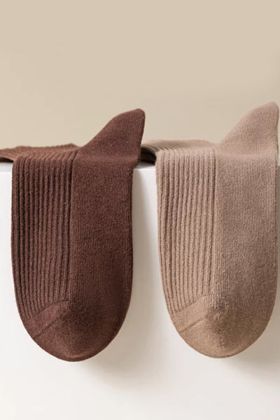 Women's Crew Socks Long Staple Cotton 5 Pairs Embroidered