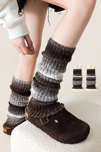 Women's Chunky Knit Patterned Leg Warmers, Trendy Colorful Thick Warm Adjustable Position Socks