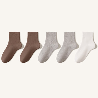 Men's Crew Socks - Premium Long Staple Cotton 5 Pairs Pack | Solid Color