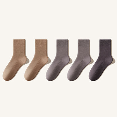 Men's Crew Socks - Premium Long Staple Cotton 5 Pairs Pack | Solid Color