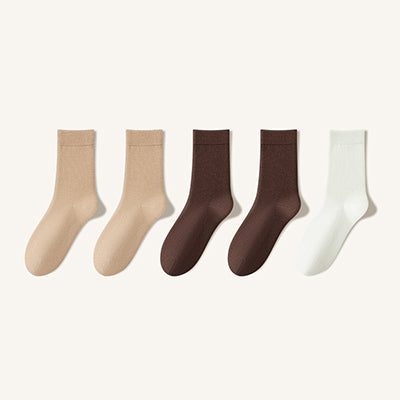 Women's 100% Cotton Crew Socks - Soft Breathable Solid Color 5 Pack